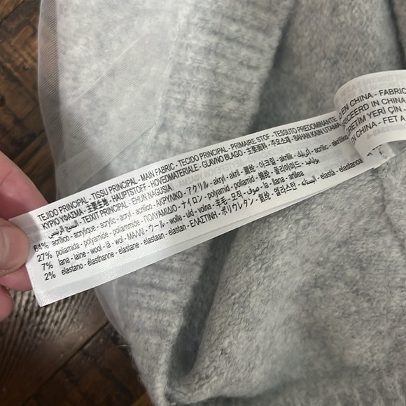 Zara cardigan Sweater knit contrast tulle grey with sheer tulle size Medium NWOT - Picture 7 of 7